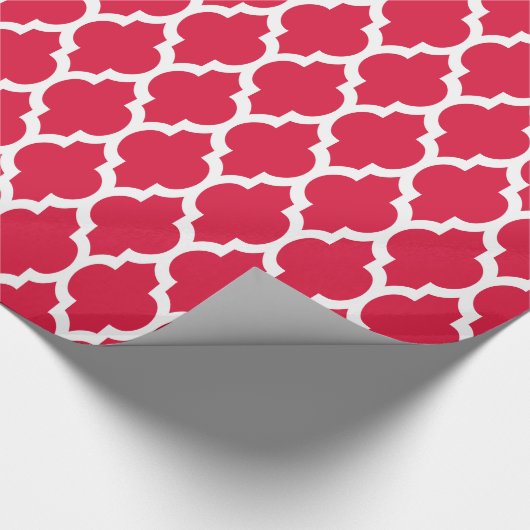 Crimson Rood Wit XL Marokkaanse Quatrefoil #4 Cadeaupapier (Hoek)