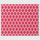 Crimson Rood Wit XL Marokkaanse Quatrefoil #4 Cadeaupapier (Vlak)