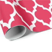 Crimson Rood Wit XL Marokkaanse Quatrefoil #4 Cadeaupapier (Rol Hoek)