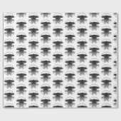 Crimson Roos Butterfly Shadow Monogram Cadeaupapier (Vlak)