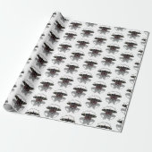 Crimson Roos Butterfly Shadow Monogram Cadeaupapier (Uitgerold)