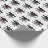 Crimson Roos Butterfly Shadow Monogram Cadeaupapier (Hoek)
