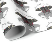 Crimson Roos Butterfly Shadow Monogram Cadeaupapier (Rol Hoek)
