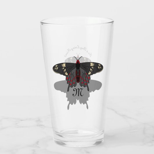 Crimson Roos Butterfly Shadow Monogram Glas (Achterkant)