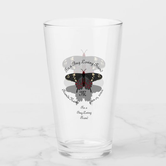 Crimson Roos Butterfly Shadow Monogram Glas (Voorkant)