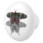 Crimson Roos Butterfly Shadow Monogram Keramische Knop (Rechts)