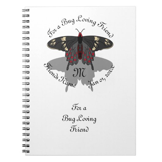 Crimson Roos Butterfly Shadow Monogram Notitieboek (Voorkant)