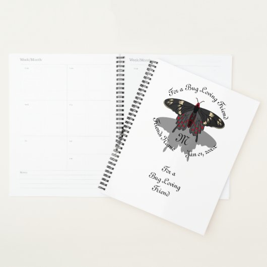 Crimson Roos Butterfly Shadow Monogram Planner (Display)