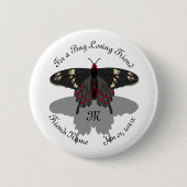 Crimson Roos Butterfly Shadow Monogram Ronde Button 5,7 Cm (Voorkant)