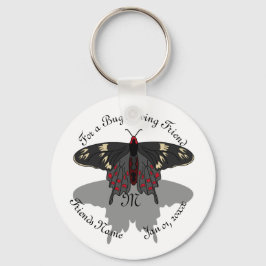 Crimson Roos Butterfly Shadow Monogram Sleutelhanger