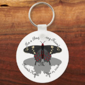 Crimson Roos Butterfly Shadow Monogram Sleutelhanger (Voorkant)