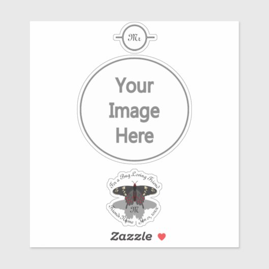 Crimson Roos Butterfly Shadow Monogram Sticker (Vel)