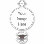 Crimson Roos Butterfly Shadow Monogram Sticker (Voorkant)