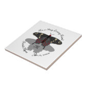 Crimson Roos Butterfly Shadow Monogram Tegeltje (Zijkant)