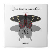 Crimson Roos Butterfly Shadow Monogram Tegeltje (Voorkant)