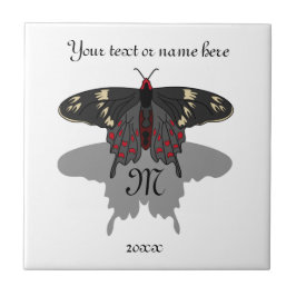 Crimson Roos Butterfly Shadow Monogram Tegeltje