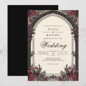 Crimson Rose Archway Wedding Kaart (Voorkant / Achterkant)