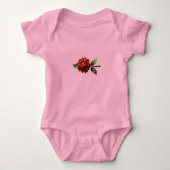 Crimson Rose Bloom – Botanical Clipart Romper (Voorkant)