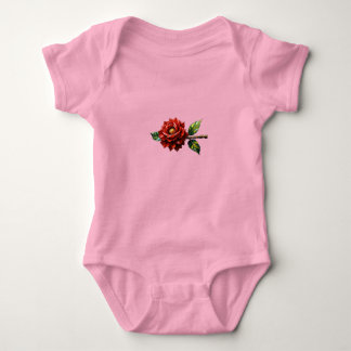 Crimson Rose Bloom – Botanical Clipart Romper