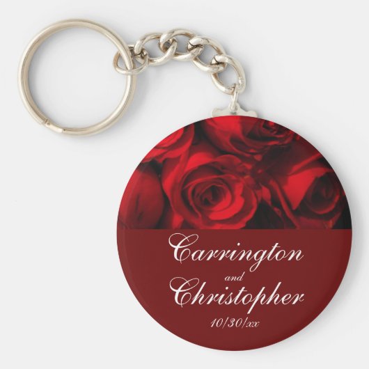 "Crimson Rose Bouquet" - Gepersonaliseerd [a] Sleutelhanger (Voorkant)