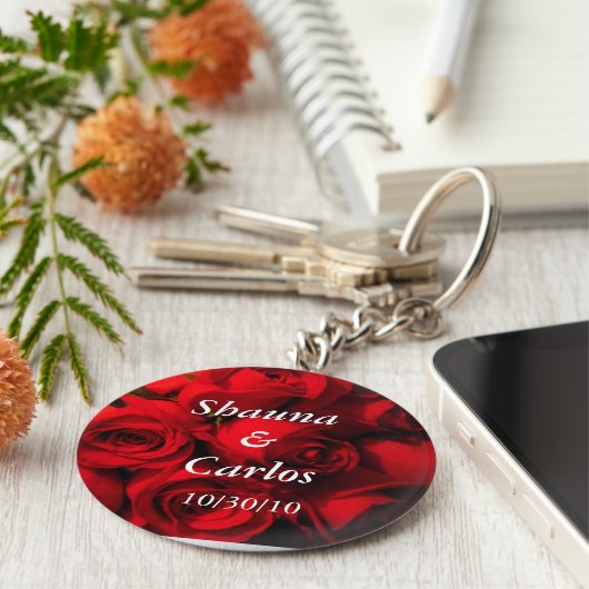 "Crimson Rose Bouquet" Sleutelhanger (Zijkant)