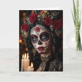 Crimson Rose Calavera – Elegante Dag van de Doden Kaart