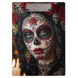 Crimson Rose Calavera – Elegante Dag van de Doden Klembord