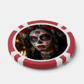 Crimson Rose Calavera – Elegante Dag van de Doden Poker Chips (Enkel)