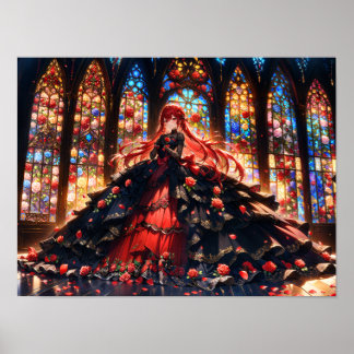 Crimson Rose Elegantie  Poster