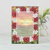 Crimson Rose Geschilderde Bruiloft Kaart (Staand voorkant)