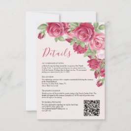 Crimson Rose Wedding Details Enclosure Card Kaart