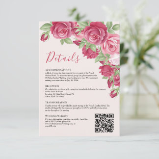 Crimson Rose Wedding Details Enclosure Card Kaart