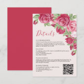 Crimson Rose Wedding Details Enclosure Card Kaart (Voorkant / Achterkant)