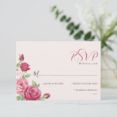 Crimson Rose Wedding RSVP Card (Staand voorkant)
