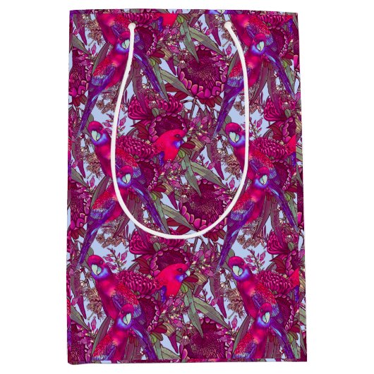 Crimson Rosella en Wildflower Medium Cadeauzakje (Voorkant)