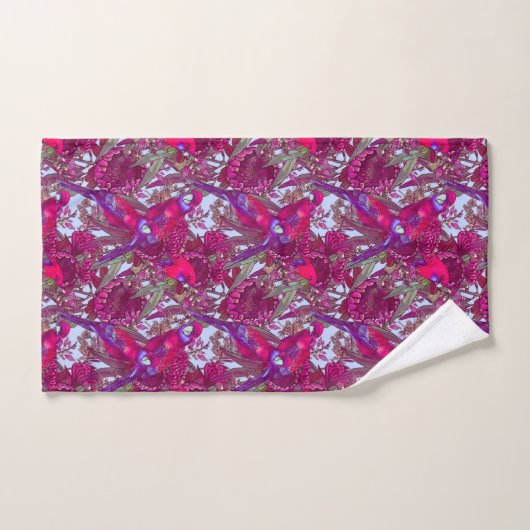 Crimson Rosella en Wildflower Pattern Bad Handdoek (Handdoek)