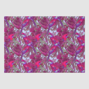 Crimson Rosella en Wildflower Pattern Tissuepapier