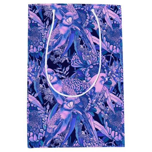 Crimson Rosella Tropical Blue Medium Cadeauzakje (Voorkant)