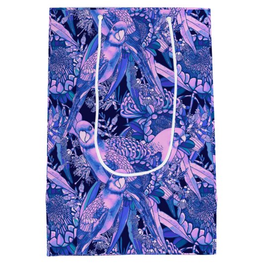 Crimson Rosella Tropical Blue Medium Cadeauzakje (Achterkant)