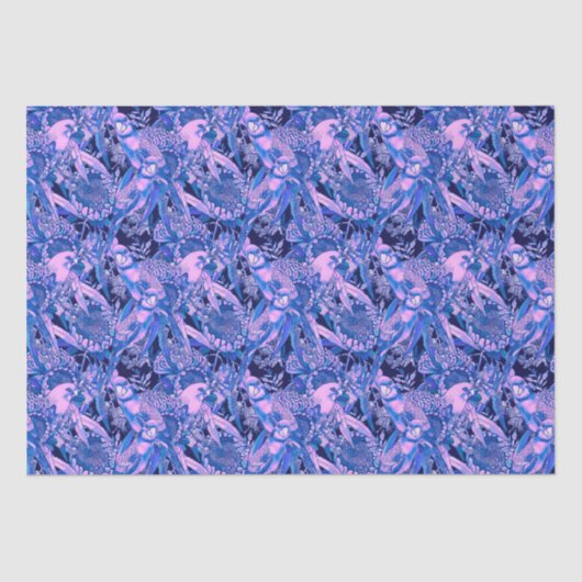 Crimson Rosella Tropical Blue Tissuepapier (Voorkant)