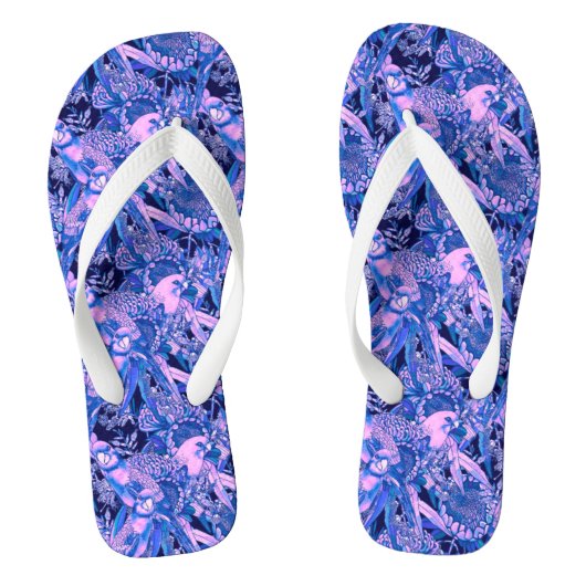 Crimson Rosella Tropisch Blauw Teenslippers (Voetbed)