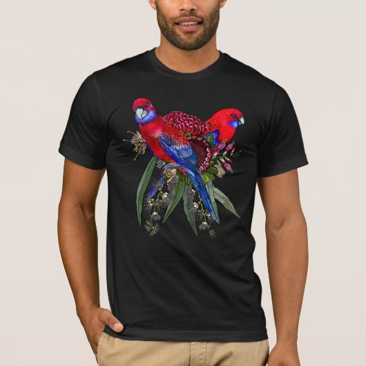 Crimson Rosella tropische papegaaien T-shirt (Voorkant)
