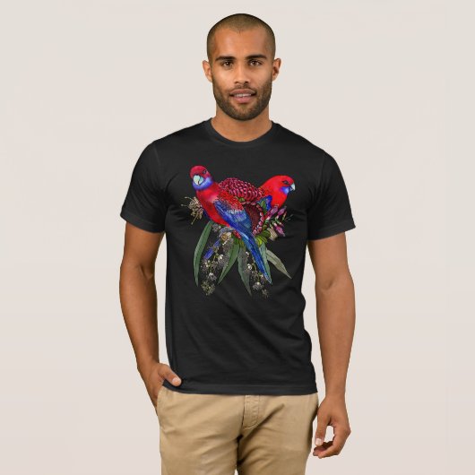 Crimson Rosella tropische papegaaien T-shirt (Voorkant volledig)