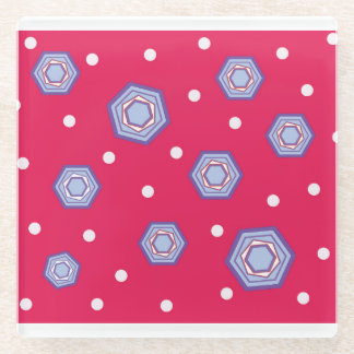 Crimson Roze met Hexagons Glass Drink Onderzetter