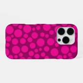 Crimson roze polka dot iPhone hoesje (Achterkant horizontaal)