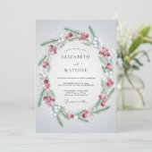 Crimson Rustic Winter Wedding Kaart (Staand voorkant)