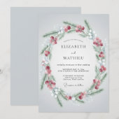 Crimson Rustic Winter Wedding Kaart (Voorkant / Achterkant)