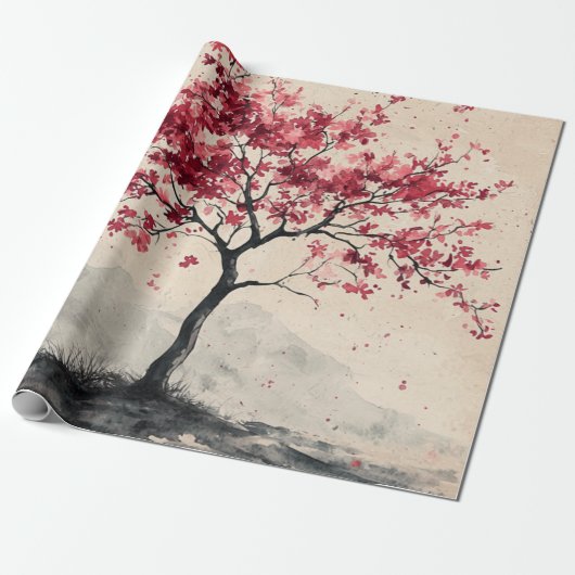 Crimson Sakura Berg Sereniteit (2) Cadeaupapier (Uitgerold)