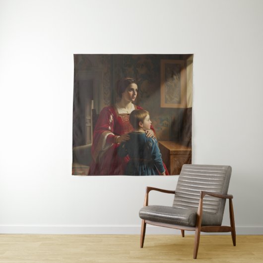 Crimson & Sapphire Whispers: Victoriaans moeder en Wandkleed (In situ)