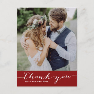 Crimson Script Wedding Hartelijk dank Verticaal Br Briefkaart